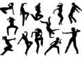 a set of men and women street dance hip hop dancers in silhouette